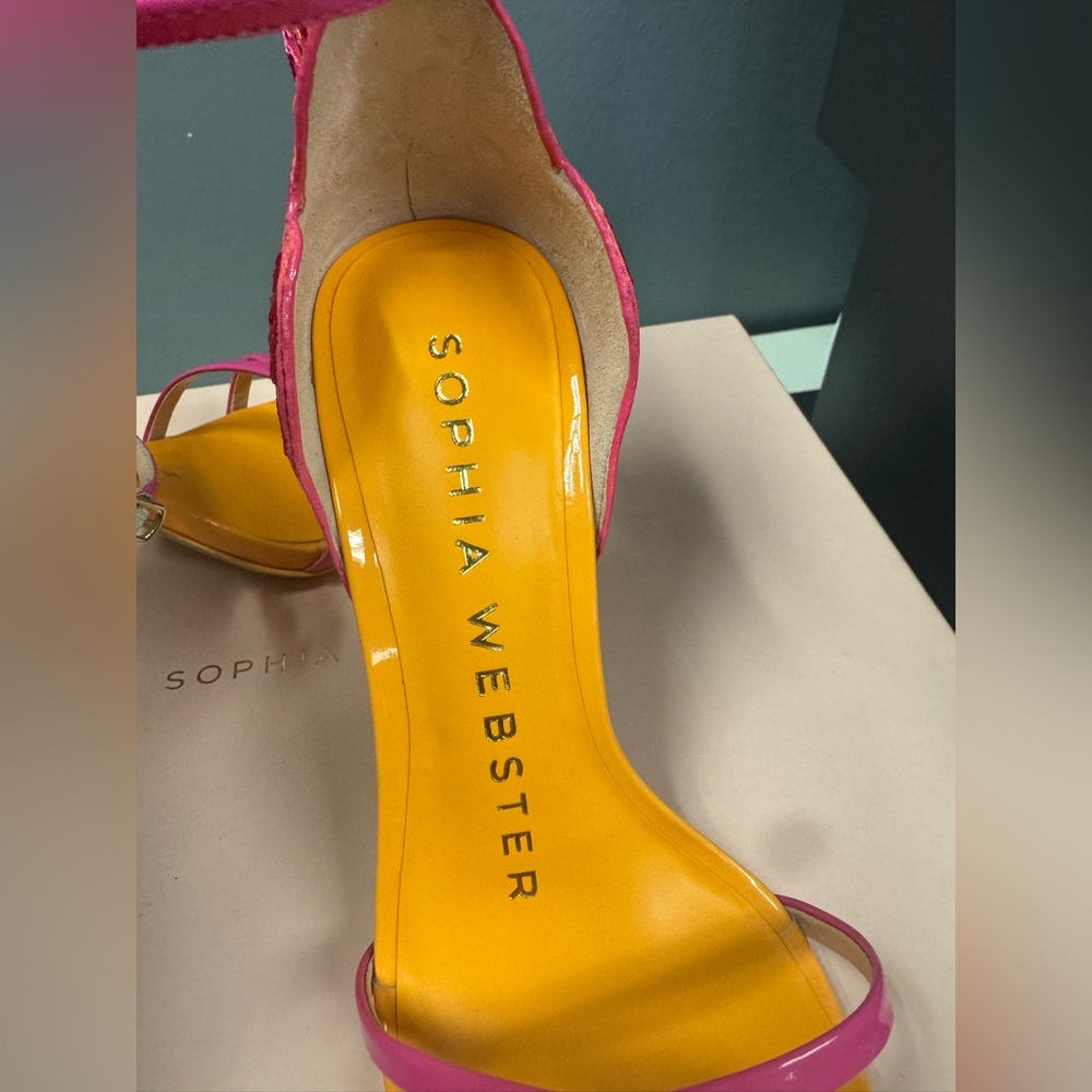 Sophia Webster Vibrant Pink and Yellow Heels - Picture 8 of 13